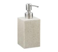 Relaxdays Dispenser di Sapone, 300ml, Portasapone Ricaricabile Manuale, Accessorio Bagno & Cucina, Rettangolare, Sabbia, Poliresina, 17.5 x 7 x 8 cm
