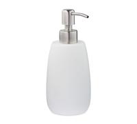 Relaxdays Dispenser di Sapone, 300ml, Portasapone Ricaricabile Manuale, Accessorio Home Bagno & Cucina, Rotondo, Bianco, Poliresina, 1 pz