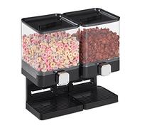 Relaxdays Dispenser Cereali Doppio, Distributore per i Corn Flakes, Nero | I Cioccolatini e i Dolcetti, in Plastica