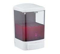 Relaxdays Dispenser di Sapone a Parete, 1000 ml, Ricaricabile, Dosatore per Bagno & Cucina, Salvaspazio, Bianco-Nero