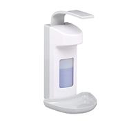 relaxdays Dispenser di Sapone, con Salvagocce, Portasapone Igienico da Parete, Disinfettante, a Leva, per 500 ml, Bianco, Acciaio Inox, Plastica, 1 Pz