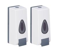 Relaxdays Mangiatoia per Uccelli Selvatici Dispenser di Sapone da Parete, Set 2 Portasapone Ricaricabili da 350ml, HLP 19x8x8 cm, Dosatore, Bianco Grigio