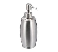 Relaxdays Dispenser di Sapone Liquido Manuale, 350 ml, Portasapone Ricaricabile, Accessorio Bagno e Cucina, Argentato, Acciaio Inox