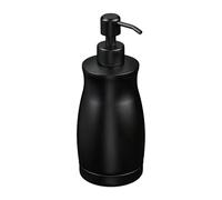 Relaxdays Dispenser di Sapone Liquido Manuale, 400 ml, Portasapone Ricaricabile, Accessorio Bagno e Cucina, Nero, Acciaio Inox