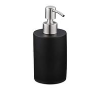 Relaxdays Dispenser di Sapone Manuale, 180ml, Portasapone Ricaricabile, Accessorio Bagno e Cucina, Poliresina, Nero