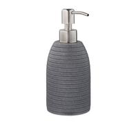 Relaxdays Dispenser di Sapone Manuale, 300ml, Portasapone Ricaricabile, Accessorio Bagno & Cucina, Poliresina, Grigio, 1 pz