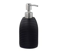 Relaxdays Dispenser di Sapone Manuale, 300ml, Portasapone Ricaricabile, Accessorio Bagno & Cucina, Poliresina, Nero, 1 pz