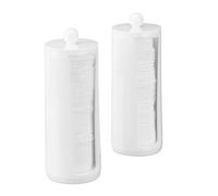 Relaxdays dispenser dischetti cotone 2 pz, bianco | Acrilico rotondo con coperchio, bagno e toeletta, 20x7 cm