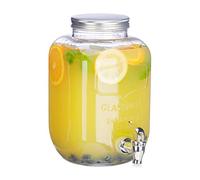 Relaxdays Dispenser per Bevande 5 l, Vetro, alla Spina, con Rubinetto, Contenitore dal Desing Vintage, Trasparente