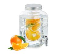 Relaxdays Dispenser per Bevande con Rubinetto, 4 Litri, Contenitore con Coperchio, per Acqua e Limonata, Trasparente