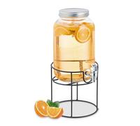 Relaxdays Dispenser per Bevande con Rubinetto, 3,3 Litri, Contenitore con Coperchio, Erogatore con Supporto, Trasparente