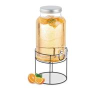 Relaxdays Dispenser per Bevande con Rubinetto, 6 Litri, Contenitore con Coperchio, Erogatore con Supporto, Trasparente