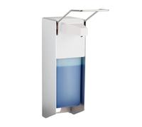 Relaxdays, Argento Dispenser di Sapone a Parete, 1000 ml, Erogatore Disinfettante, Portasapone a Muro Manuale con Leva, Acciaio Inox, 32 x 9 x 23 cm