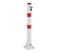 Relaxdays Dissuasore di Parcheggio, Paletto Abbassabile, Acciaio, con Strisce Riflettenti, HLP 65x15x13 cm, Rosso Bianco