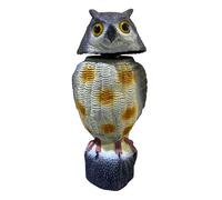 Relaxdays Dissuasore per Uccelli, Gufo, Testa oscillante, plastica, Altezza x Larghezza x profondità: 40 x 18 x 16 cm, Giardino e Balcone, Repellente piccioni, Grigio/Bianco