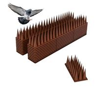 Relaxdays Dissuasore per Uccelli, Set da 20 Pezzi, per Balcone, Tetto, 3 File, Ogni Pannello HBT: 3,5 x 42,5 x 4 cm, Repellente per piccioni, PP, Marrone