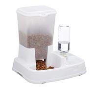 Relaxdays Distributore Automatico di Acqua & Cibo, 2 in 1, per Cani & Gatti, Bottiglia, 4 l, Plastica, Bianco