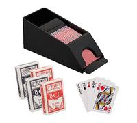 Relaxdays Distributore Carte da Gioco, Dispenser con 4 Mazzi, Dealing Shoe Black Jack, in Plastica, 10x10x25 cm, Nero