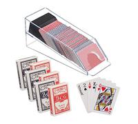 Relaxdays Distributore Carte da Gioco, Dispenser con 6 Mazzi, Dealing Shoe Black Jack, 10x10x29 cm, Trasparente Nero