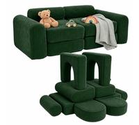 Relaxdays divano gioco modulare, 10 pz, blocchi morbidi, verde | Sofa per bambini, 32x108x50 cm