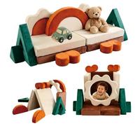 Relaxdays divano modulare per bimbi, 18 pz, 53x194x66 cm | blocchi morbidi in velluto, multicolore