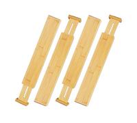 relaxdays Divisori da Cassetto, Set 4 Separatori da Cucina 6 x 55 cm, Organizer Armadio, Lunghezza Regolabile, Marrone