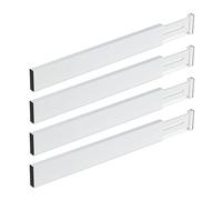 Relaxdays Divisori da Cassetto, Set da 4 Separatori da Cucina, Organizer Lunghezza Regolabile 46-56 cm, Bianco, bambù