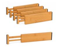 Relaxdays Divisori per cassetti, Set 4 pz, a Molla 43,5-56,5 cm, bambù, Naturale