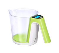 Relaxdays Dosatore con Bilancia, Ciotola Rimovibile, Pesare, Varie Unità di Misura, Tara, max. 2 kg, Verde/Bianco
