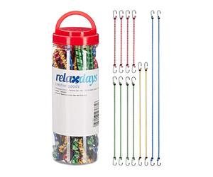 Relaxdays Elastici con Ganci, Set 12 Corde per Carico Auto & Bici, Universali, Cavi Portapacchi, 35 cm Fino 1m, Colorati