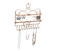 Relaxdays Portagioie da Parete, per Collane, Orecchini e Bracciali, Design Vintage con Cuore, HLP 30x36,5x3,5cm, Bronzo