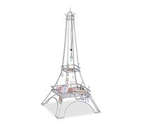 Relaxdays Espositore Gioielli a Torre Eiffel, Porta Collane, Anelli & Bracciali, Organizer in Metallo, Color Argento