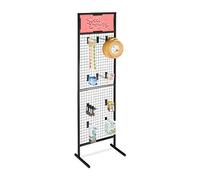 Relaxdays Espositore per Collane, Stand Portaoggetti, 10 Ganci per Blister, a Griglia, Acciaio, HLP 215x65,5x44,5, Nero