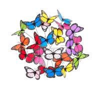 Relaxdays Farfalle Deco da Giardino, Set da 36 Farfalline, Decorazione, Outdoor & Indoor, Asta in Metallo, colorate