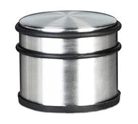 Relaxdays Fermaporta, Blocca Porta, Alto, in Acciaio Inox, 1,1kg, Grande, Anelli AntiGraffio, Antiscivolo, Argentato, Gomma, Argento, 9.2x9.2x7.5 cm
