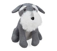 Relaxdays Fermaporta Cagnolino, Stoffa con Imbottitura in Sabbia, Blocca Porta & Finestra da Terra per Interni, Grigio