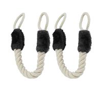 Relaxdays Fermaporta di Corda, Set da 2, Paracolpi da Maniglia, Sicurezza Bambini e Animali, 60cm, Cotone, Beige/Nero, 1 pz