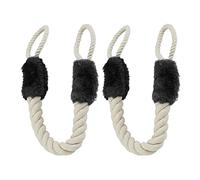 Relaxdays Fermaporta di Corda, Set da 2, Paracolpi da Maniglia, Sicurezza Bambini e Animali, 60cm, Cotone, Beige/Nero