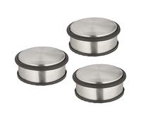 Relaxdays Fermaporta in Acciaio Inox, Set da 3, H x D: 4,5 x 10,5 cm, Blocca Porte Pesante e Antiscivolo, Argento Nero, Gomma