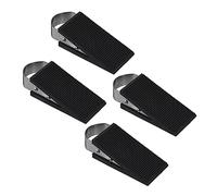 Relaxdays Fermaporta, Set da 4 Blocca Porta, Finestra, Acciaio Inox e Gomma Antiscivolo, HLP: 3x5x12,5 cm Nero Argentato