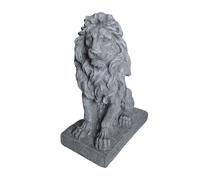 Relaxdays Figura di Leone con Base, HxLxP 38x17x27 cm, poliresina, Grigio | Resistente ai raggi UV e intemperie