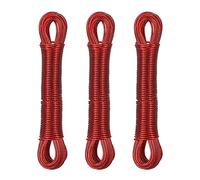 Relaxdays Filo Stendibiancheria per Esterno e Interno, Set 3, 20 m, Cavo Stendi Panni Biancheria, Acciaio e PVC, Rosso