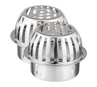 Relaxdays Filtri per Grondaie, Set da 2, Acciaio Inox, Protezione Tubi Pluviali da 100 mm, Contro l'Intasamento, Argento, 9,5 x 12,5 cm