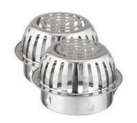 Relaxdays Filtri per Grondaie, Set da 2, Acciaio Inox, Protezione Tubi Pluviali da 120 mm, Contro l'Intasamento, Argento, 9.5 x 15 x 15 cm