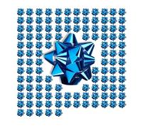 Relaxdays Fiocchetti per Pacchetti Regalo Set 100 Pezzi, Autoadesivi, Stelle Decorative per Natale e Compleanni, Polipropilene, Blu, 2 x 5 cm