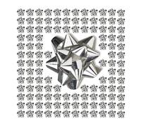 Relaxdays Fiocchi Regalo Decorativi, Set da 200 Fiocchetti Autoadesivi per Pacco Natale e Compleanno, 5x5 cm, Argentato
