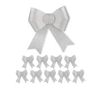 Relaxdays Fiocco da Regalo, Set da 10, Grande Accessorio Decorativo, Gift Compleanno, Natale, Scintillanti, Argento