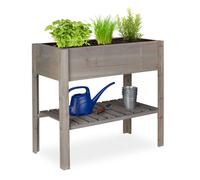 Relaxdays Fioriera a cassetta in legno grigia