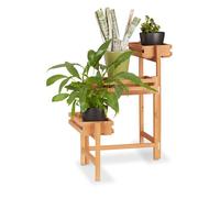 Relaxdays Fioriera a 3 Livelli, Supporto a Scala per Piante, Mobile, Erbe Aromatiche, Spezie, Legno, H: 57 cm, Naturale