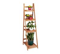Relaxdays Fioriera a scala legno scaffale portafiori da interno pieghevole 4 ripiani HLP 161 x 41 x 50 cm marrone